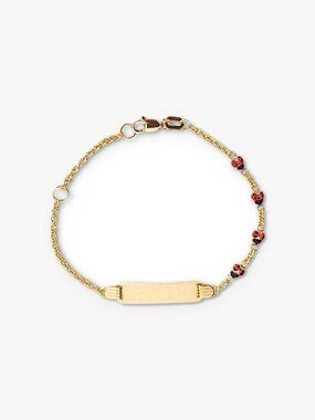 14k Solid Gold Baby ID Ladybug Bracelet Engravable By Tehrani Jewelry